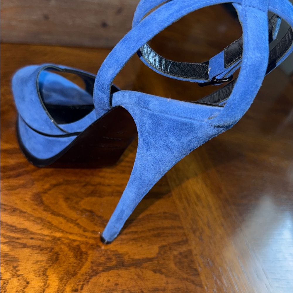💙 SAINT LAURENT Kid Scamosciato Tribute 105 Open Toe Platform Sandals size 37 💙 - Picture 6 of 14
